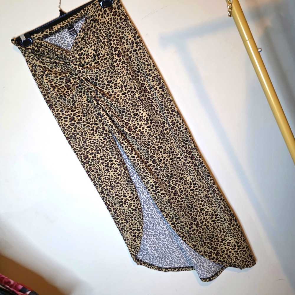 Leopard Print Wrap Skirt